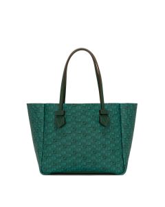 Moreau Vincennes Small Reversible Leather Tote Bag Printed Leather Green/Navy