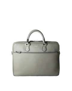 Serapian Cachemire Slim Leather Briefcase Cement