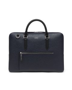 Smythson Ludlow Slim Leather Briefcase with Front Zip