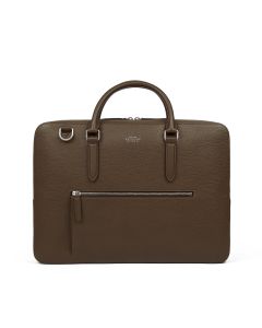 Smythson Ludlow Slim Leather Briefcase with Front Zip 